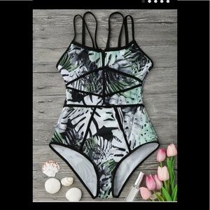 Zaful Tropical Print One Piece Swimsuit NWT